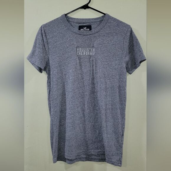 Hollister Shirt Medium Adult Gray Casual Crew Neck Spell Out Logo Cotton Mens xs - Picture 1 of 2